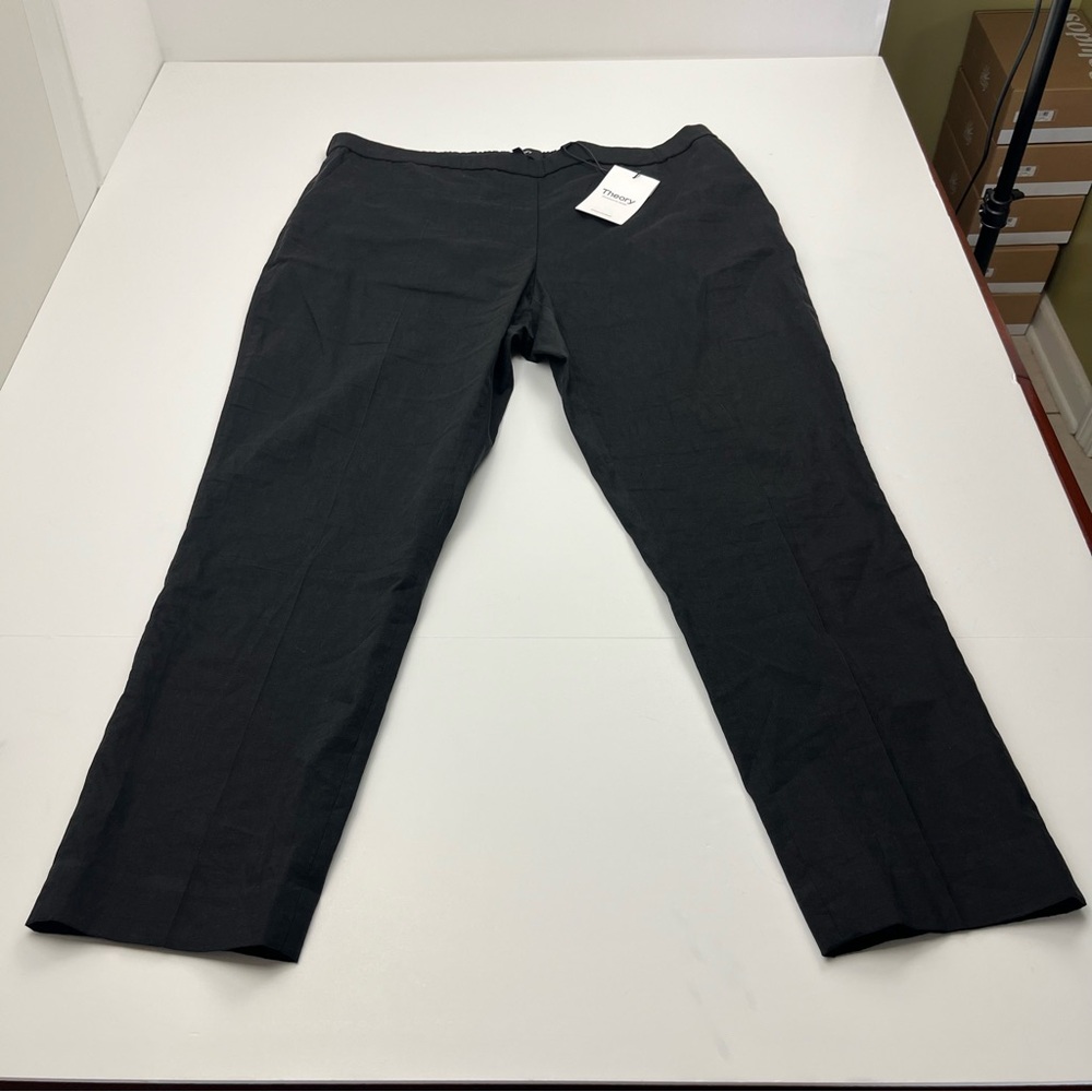 Theory Treeca Linen Blend Crunch Capri Cropped‎ Pull On Pant Womens Size 14 NEW